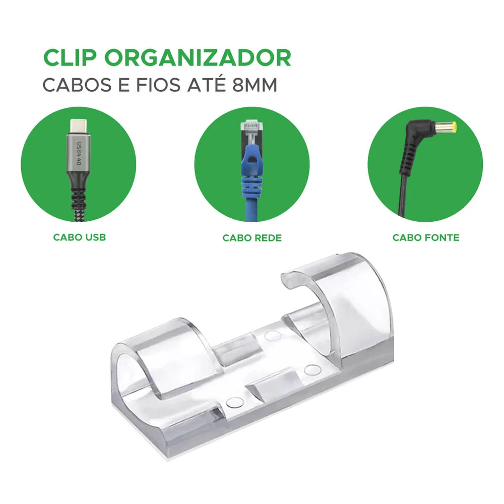 Imagem 5 de 5 do produto 20 Clips Gerenciamento De Cabos Clips Organizador C/ Adesivo