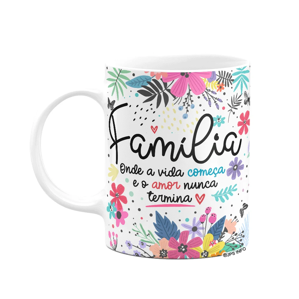 Caneca Floral Família - Onde A Vida Começa