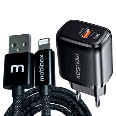 Carregador Tomada de Parede / Fonte - 2 Saídas USB + Tipo C 3A - Ultra Rápido + Cabo Lightning p/ iPhone com entrada USB - 1 metro - Original Garantia de 1 ano