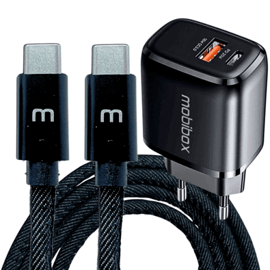 Carregador Tomada de Parede / Fonte - 2 Saídas USB + Tipo C 3A - Ultra Rápido + Cabo Tipo C com entrada Tipo C - 1 metro - Original Garantia de 1 ano