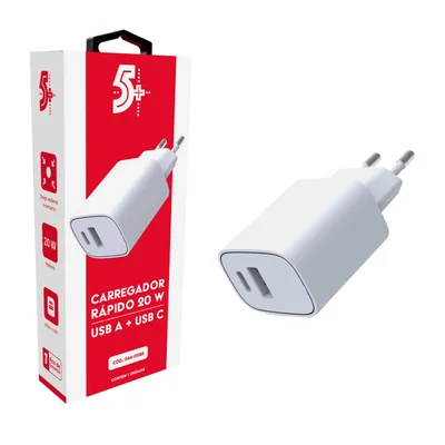Carregador Ultrarrápido Duplo Usb A + Tipo C Power 20w Branco — foto 2