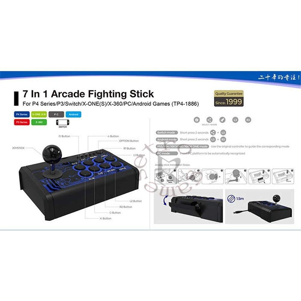 Imagem 2 de 5 do produto Controle Arcade Figth P/ Ps4 XBOX One Ps Switch PC Cor Preto