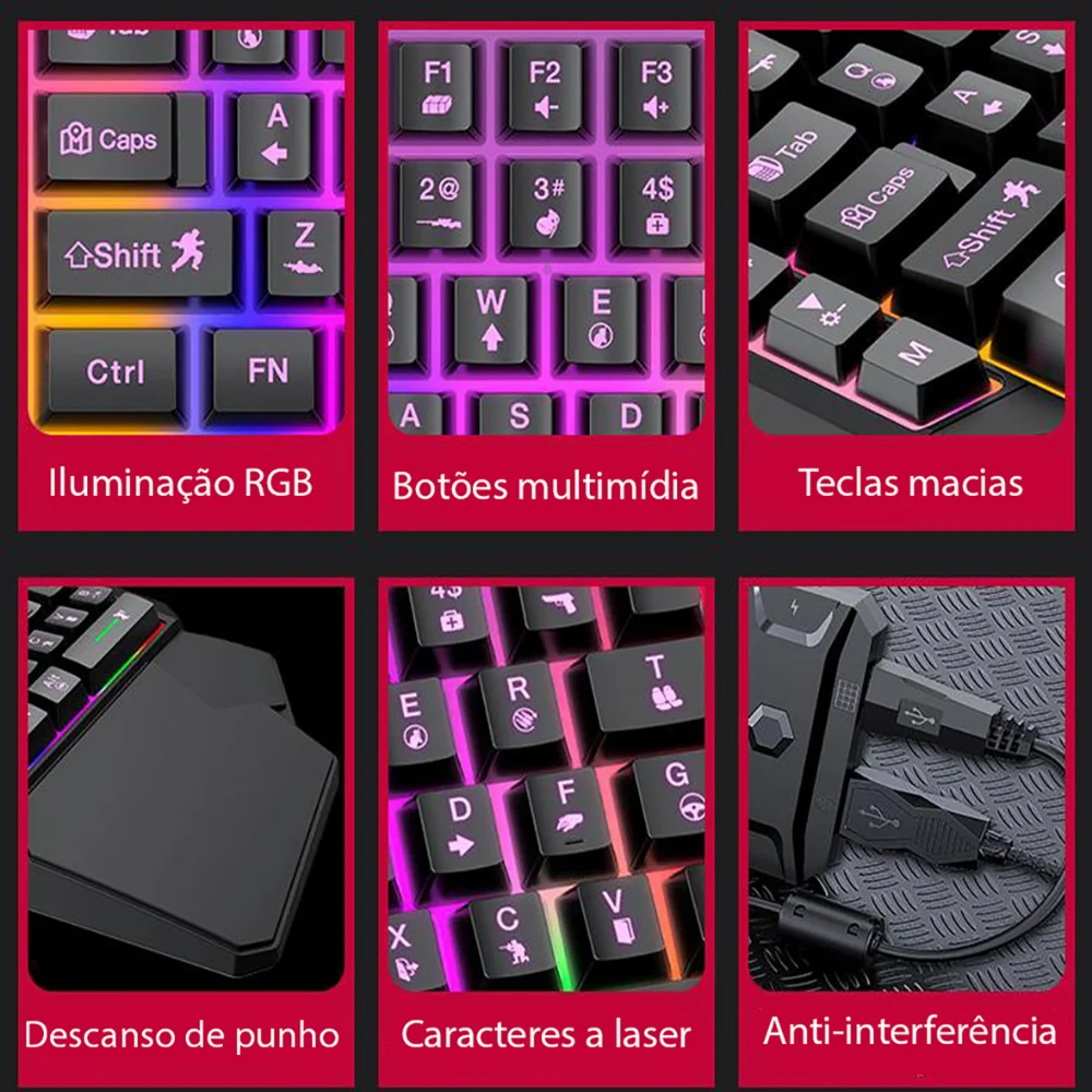 Imagem 4 de 5 do produto Teclado Gamer Single Hand Profissional Uma Mão LED RGB