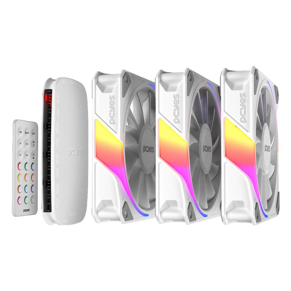 Kit Com 3 Fans Cooler ARGB PCyes Sangue Frio 3 White Ghost 120mm 5