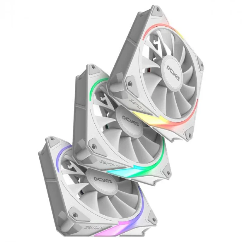 Imagem 2 de 5 do produto Kit Com 3 Fans Cooler ARGB PCyes Sangue Frio 3 White Ghost 120mm