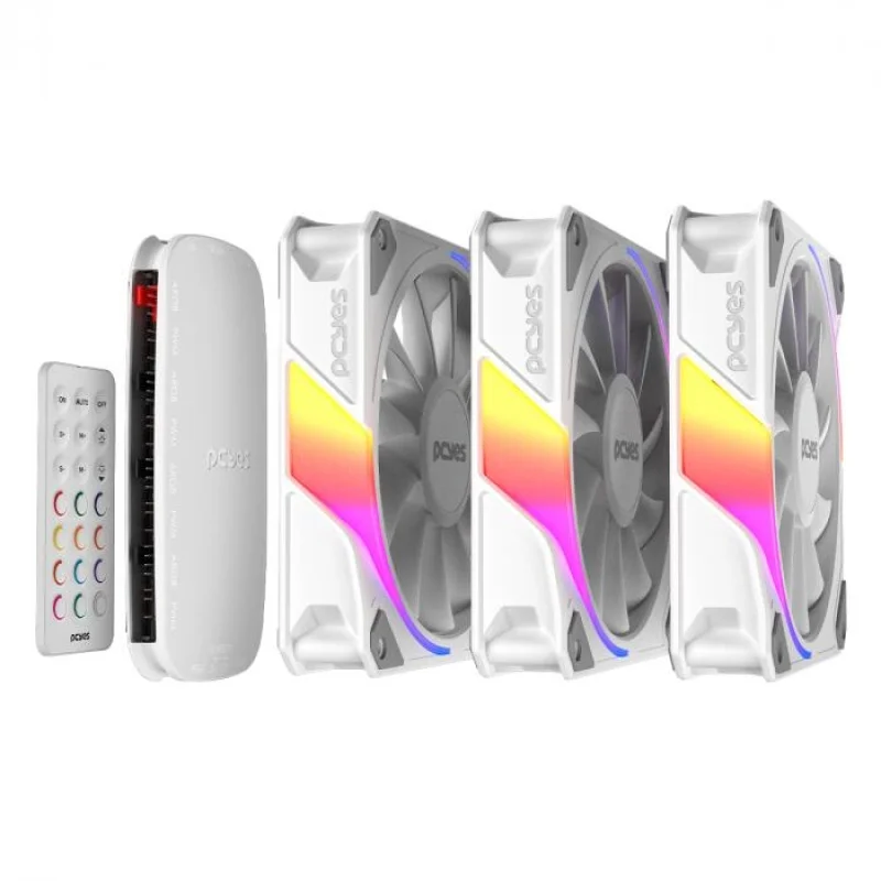 Imagem 5 de 5 do produto Kit Com 3 Fans Cooler ARGB PCyes Sangue Frio 3 White Ghost 120mm