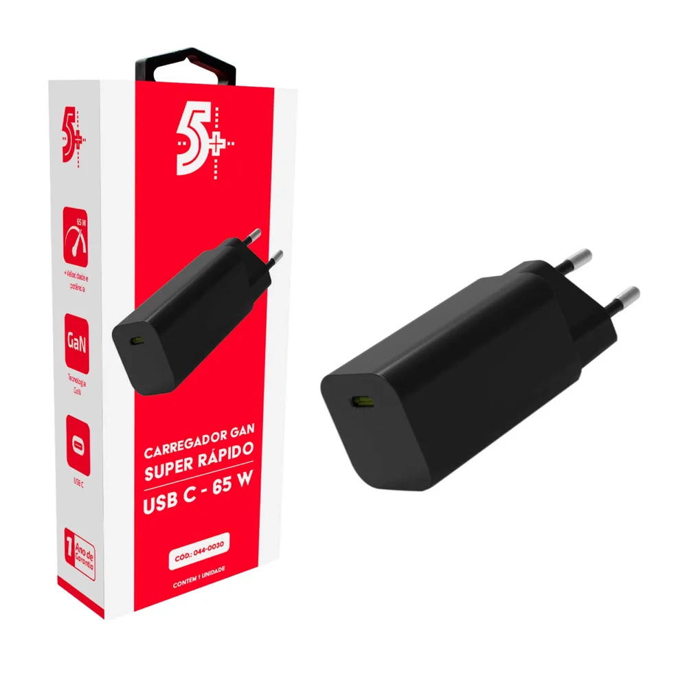 Carregador Super Turbo Gan Tipo-c 65w Fast Charger - Preto