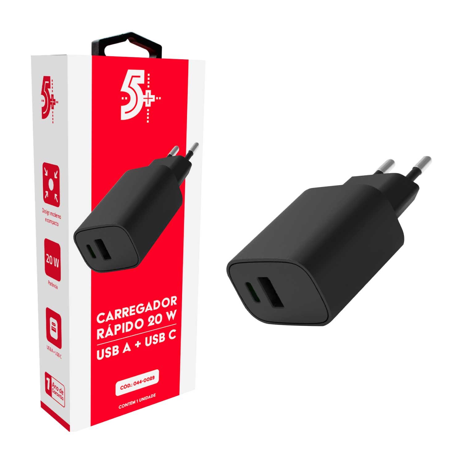 Carregador Parede Duplo Usb Tipo C Pd 20w Turbo Garantia 1 A