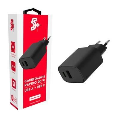 Carregador Parede Duplo Usb Tipo C Pd 20w Turbo Garantia 1 A