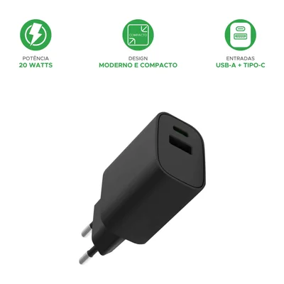 Carregador Parede Duplo Usb Tipo C Pd 20w Turbo Garantia 1 A — foto 5