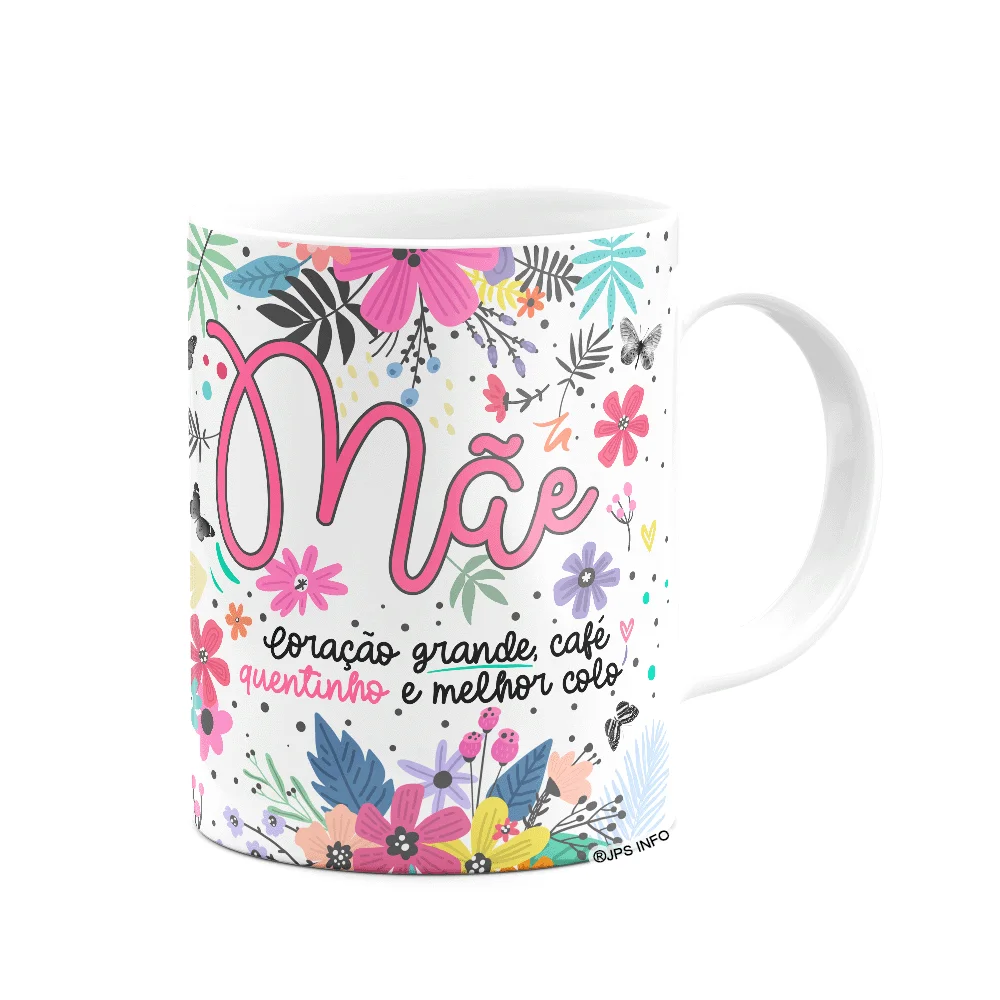 Imagem 3 de 3 do produto Caneca Floral Família - Mãe - Coração Grande, Café Quentinho