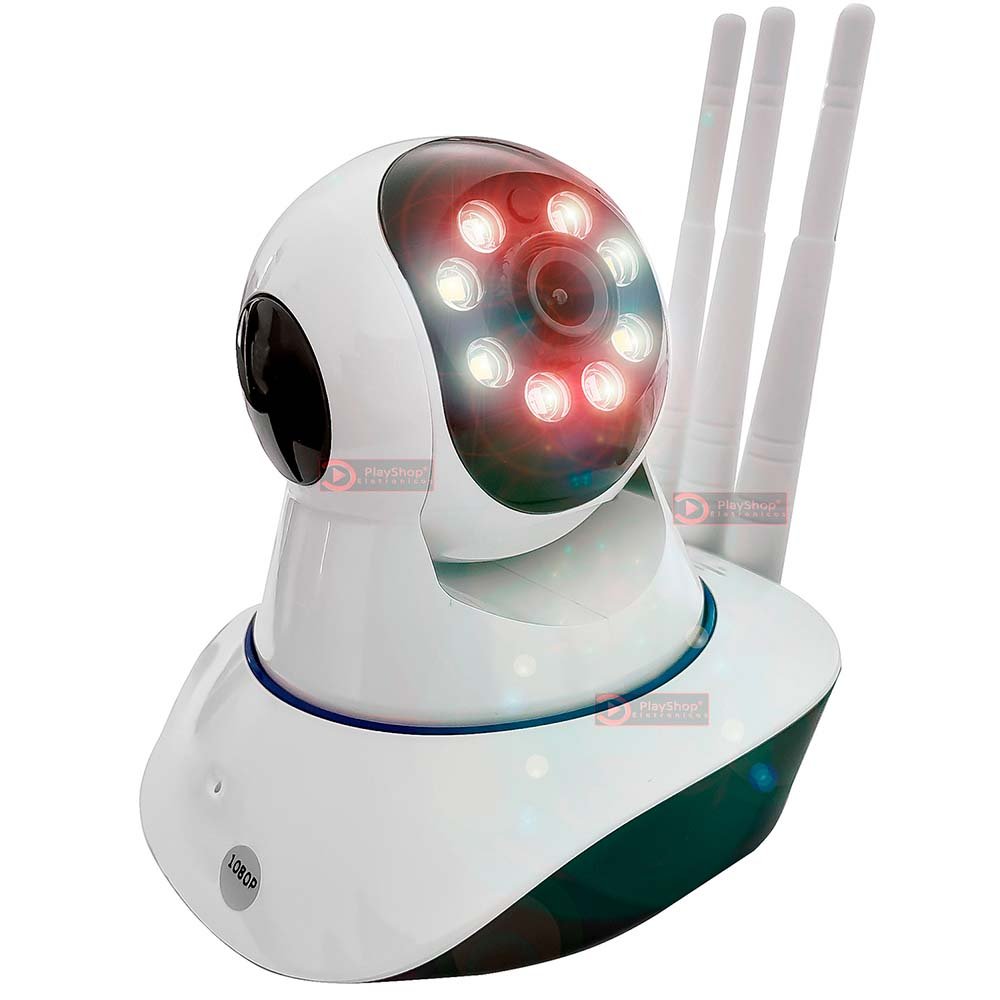 Câmera De Segurança 3 Antenas Wifi 4ª Geração 1080p Full Hd 2mp 360° Graus Ip Yoosee Grava Cartão Sd E Nuvem P2p Audio