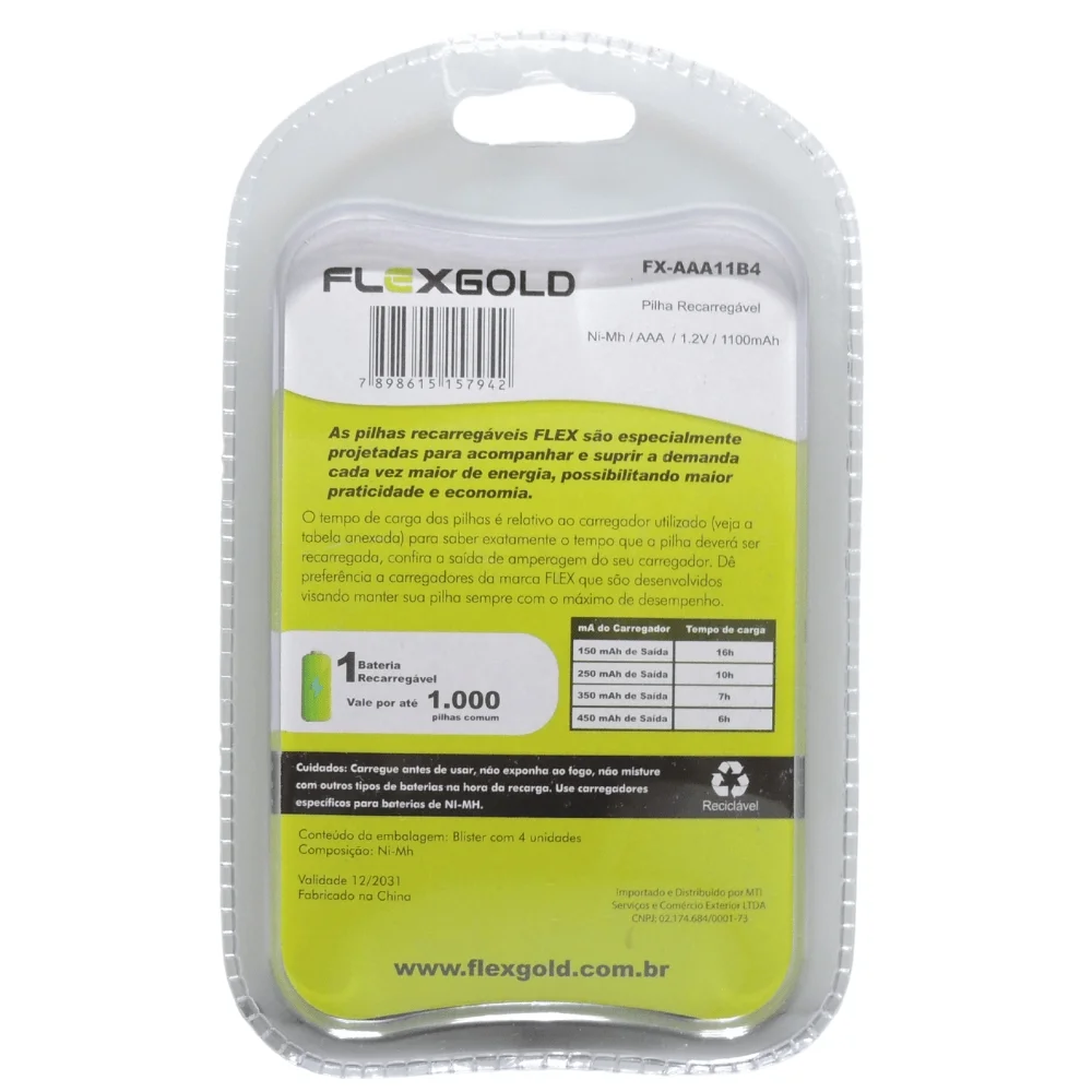 Bateria / Pilha Recarrega Vel C/ 4 Unid. Mod. "flex" Fx-aaa1 Bateria / Pilha Recarrega Vel C/ 4 Unid. Mod. "flex" Fx-aaa1