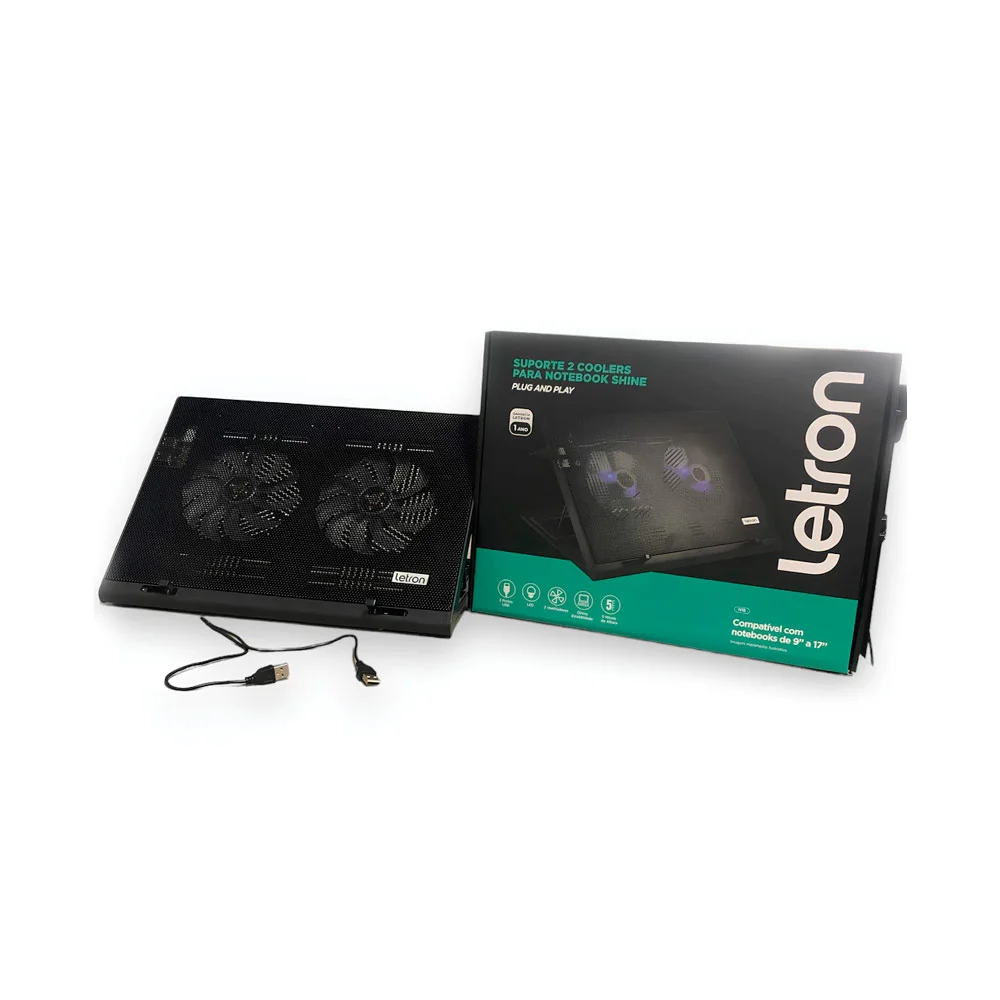 Imagem 2 de 3 do produto Base Para Notebook 17,3? 2 Coolers Shine LED Ergonomico Silencioso Letron