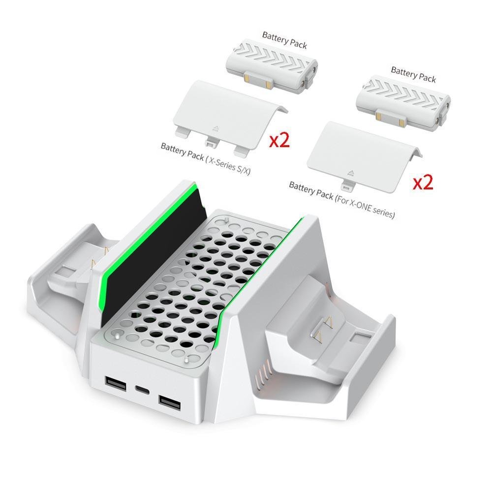 Imagem 3 de 5 do produto Suporte Base De Carregador Com Cooler 2 Ventoinhas + 2 Baterias Compatível Com XBOX Series S