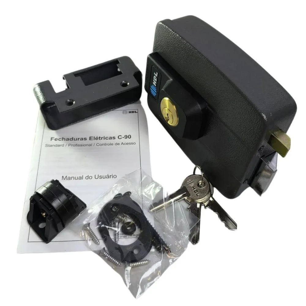Imagem 2 de 5 do produto Fechadura Eletrica Cinza C-90 Af Fixa - Hdl