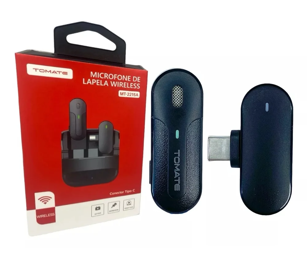 Microfone De Lapela Wireless Tomate Mt-2215a Conector Tipo-c