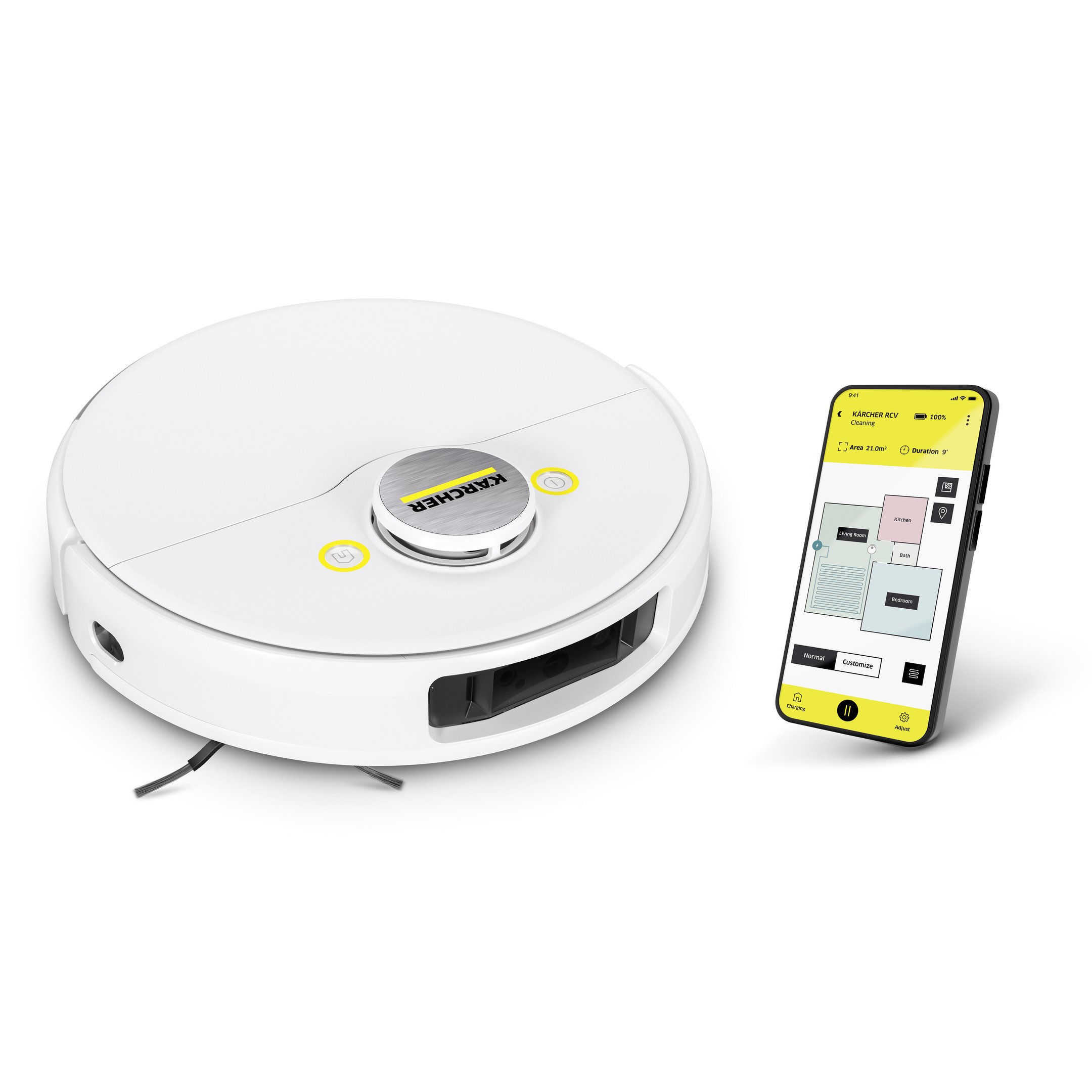 Robô Aspirador Kärcher RCV 5 3 em 1 Inteligência Artificial 5000Pa Detecção de Objetos