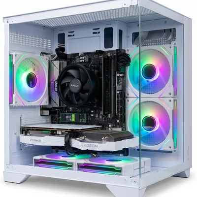 PC Gamer Aquario Branco Ryzen 5 5500 | RX 6600 8GB | 16GB RAM | SSD NVMe 1TB | Windows 11 Pro