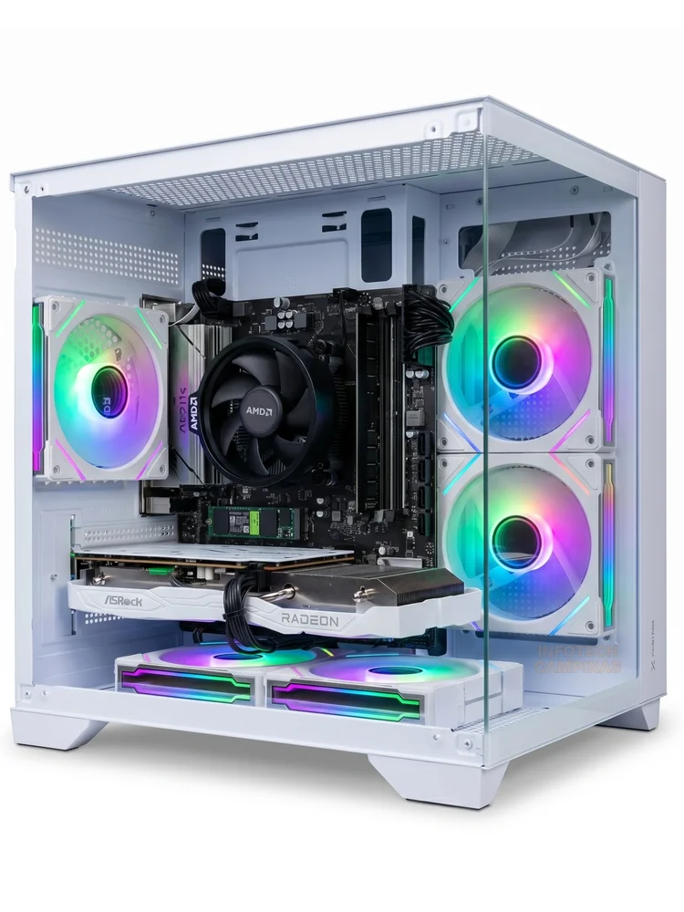 PC Gamer Aquario Branco Ryzen 5 5500 | RX 6600 8GB | 16GB RAM | SSD NVMe 1TB | Windows 11 Pro
