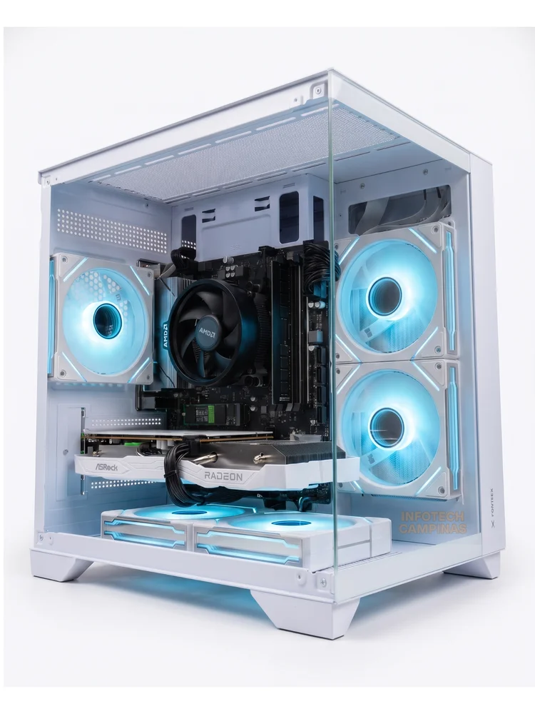 PC Gamer Aquario Branco Ryzen 5 5500 | RX 6600 8GB | 16GB RAM | SSD NVMe 1TB | Windows 11 Pro - view 2