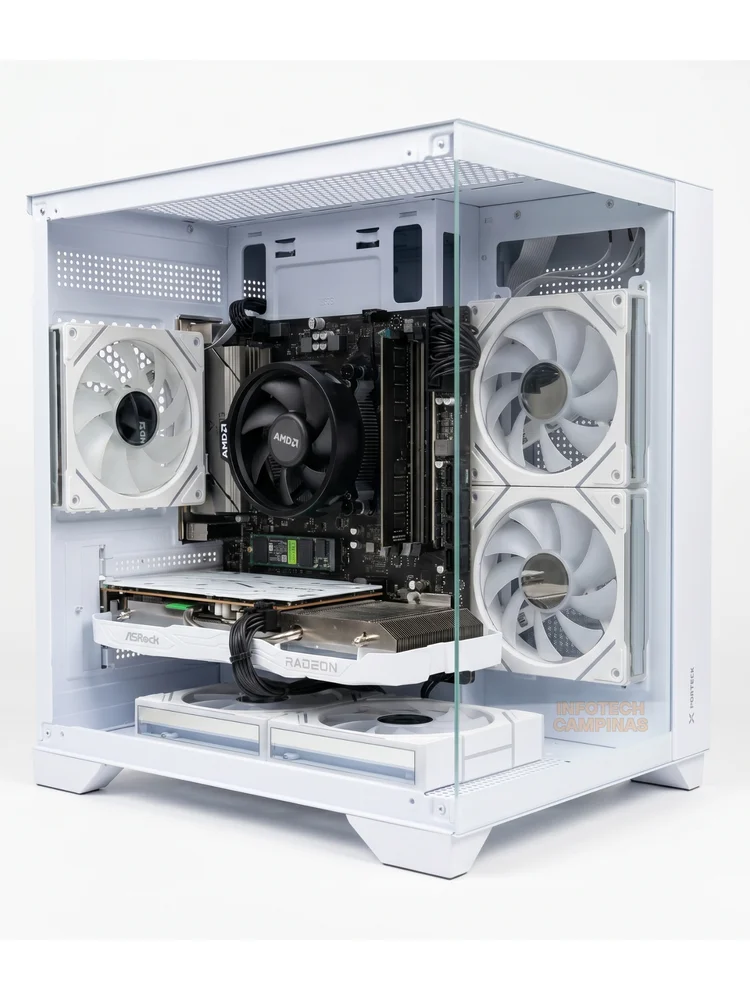 PC Gamer Aquario Branco Ryzen 5 5500 | RX 6600 8GB | 16GB RAM | SSD NVMe 1TB | Windows 11 Pro - view 3