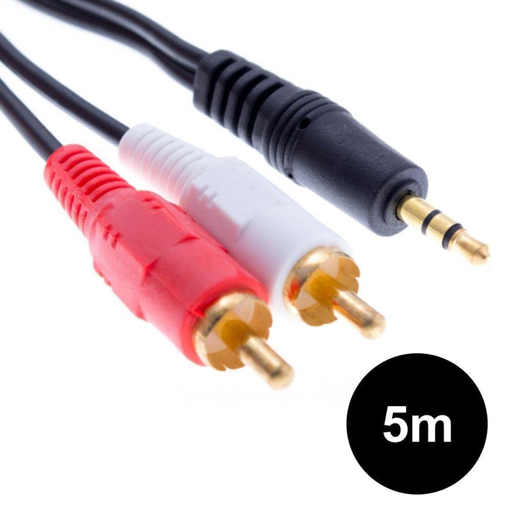 Imagem 5 de 5 do produto Cabo Fio Adaptador P2 Macho Para 2x Rca Macho 5 M Metros Tamanho:5 Metros