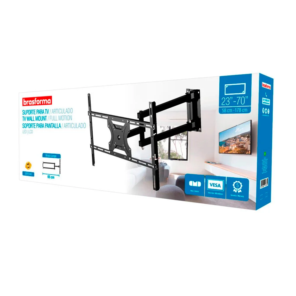 Imagem 3 de 5 do produto Suporte Articulado Para Tv 23-70Polegadas Brasforma Sbrp2440
