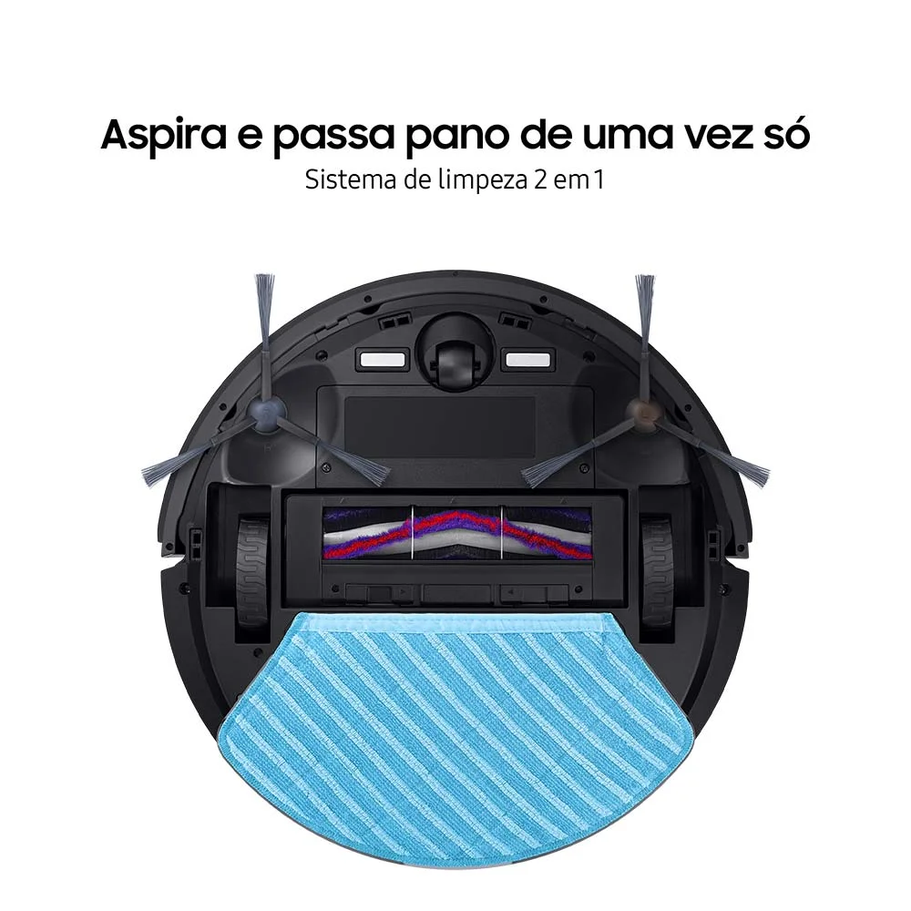 Robô Aspirador De Pó Samsung Vr3m Black Limpeza 2 Em 1 E Controle Via Aplicativo Bivolt