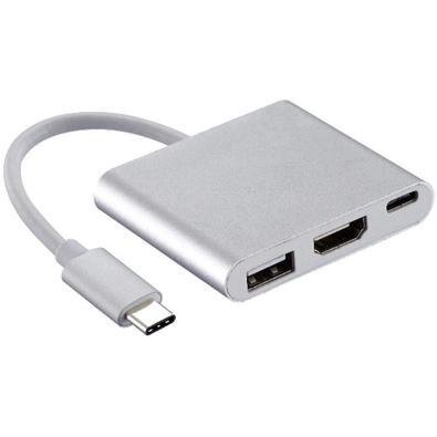 Adaptador Hud Usb Type-c A HDMI Usb Type-c Usb 3.0 Fêmea
