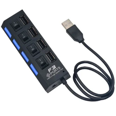 Hub Usb 2.0 4 Portas F3 Jc-hub401 Preto Liga,desliga