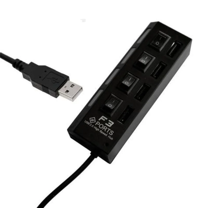 Imagem 2 de 3 do produto Hub Usb 2.0 4 Portas F3 Jc-hub401 Preto Liga,desliga