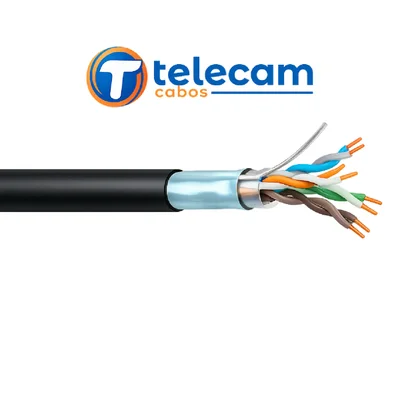 Cabo De Rede Telecam Blindado Cat 5e 100 Mts C/ Dreno 4px24awg Cobre Preto — foto 2