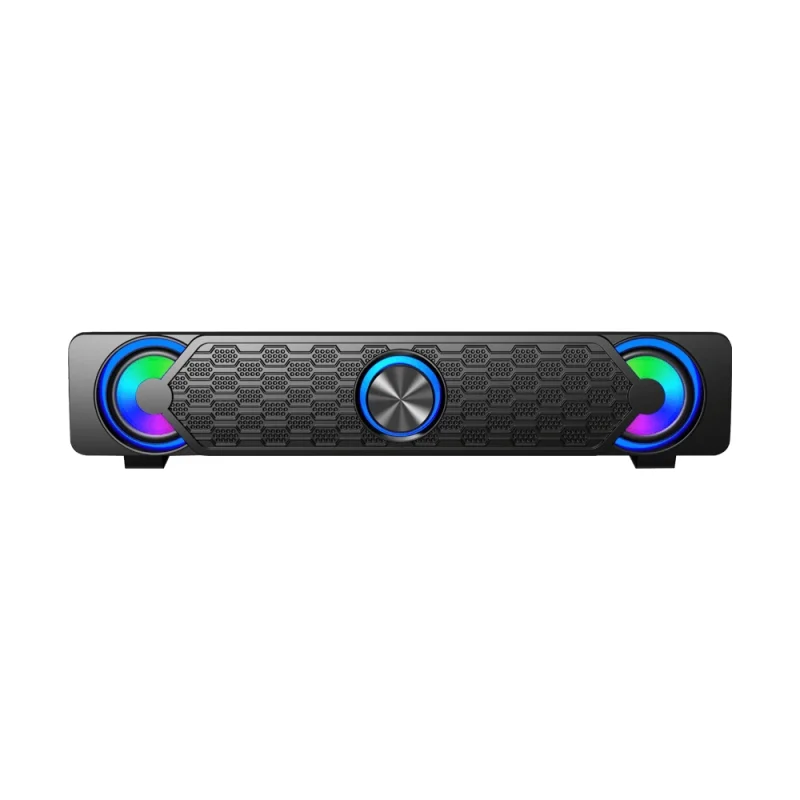 Caixa De Som Soundbar Gamer Round LED RGB 7 Cores 2x3w Usb,aux Letron