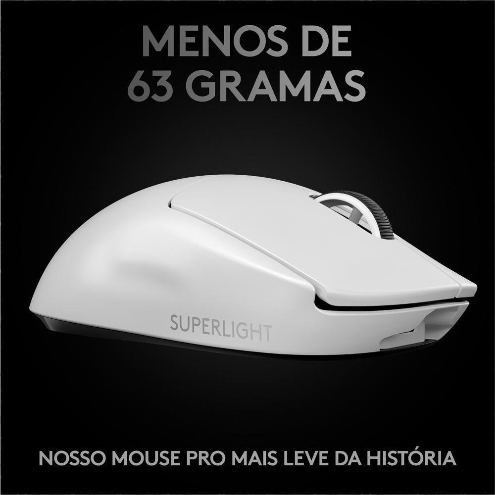 Mouse Sem Fio Gamer Logitech G Pro X Superlight, Lightspeed, 25000 Dpi, 5 Botões, Branco - 910-005941 Mouse Sem Fio Gamer Logitech G Pro X Superlight, Lightspeed, 25000 Dpi, 5 Botões, Branco - 910-005941