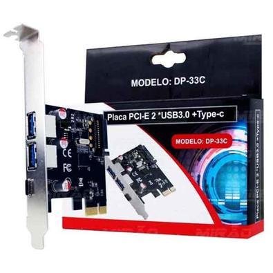 Placa PCi-express 2 Portas Usb 3.0  Porta 3.1 Type-c Sata Dex Dp-33c