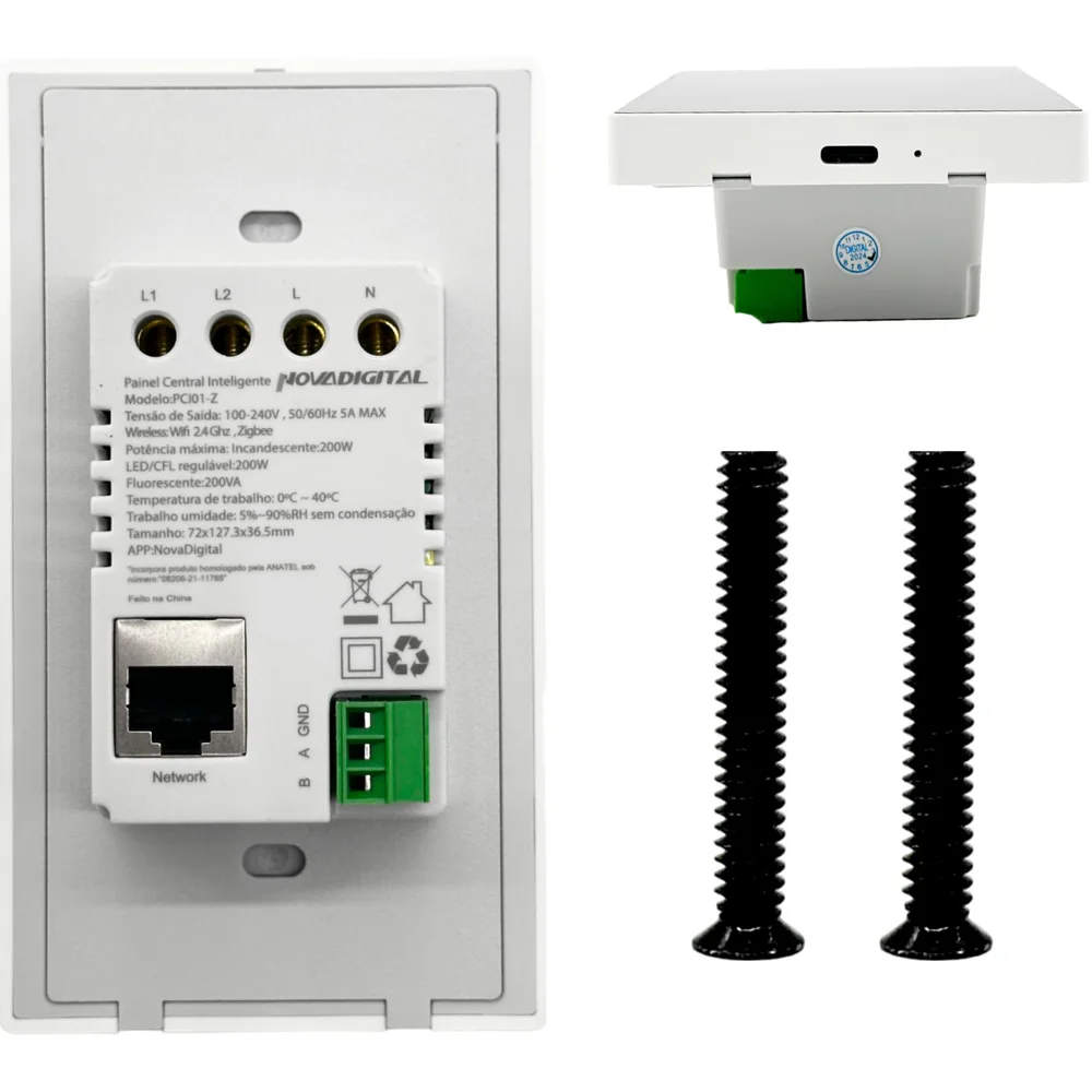 Imagem 4 de 5 do produto Painel Central Inteligente Wi-fi E Hub Zigbee Compatível com Alexa Google home Tuya e Smart Life - Novadigital