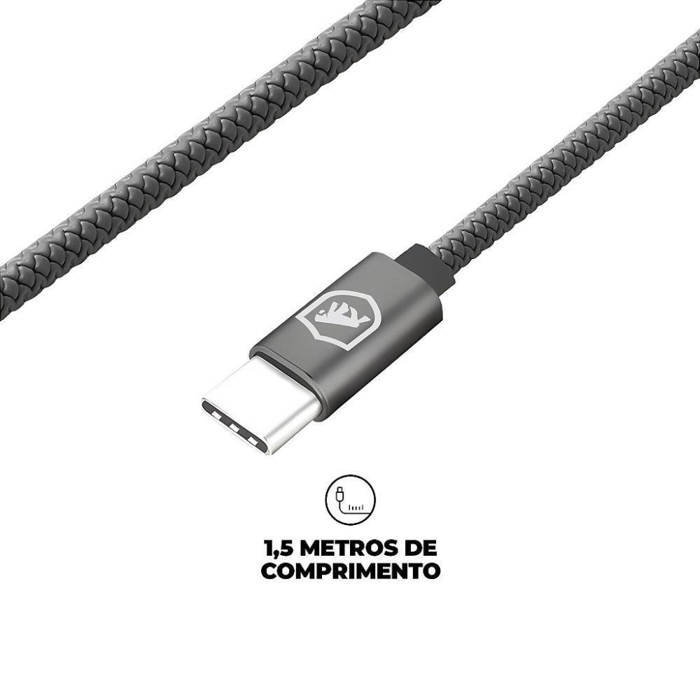 Imagem 3 de 5 do produto Cabo Symetric - Tipo C / Tipo C - 1,5m + Carregador Turbo Tipo C - Branco - Gshield
