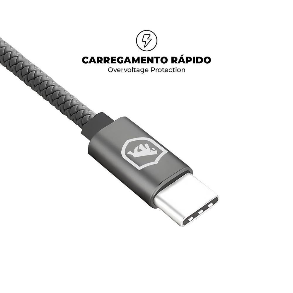 Imagem 5 de 5 do produto Cabo Symetric - Tipo C / Tipo C - 1,5m + Carregador Turbo Tipo C - Branco - Gshield