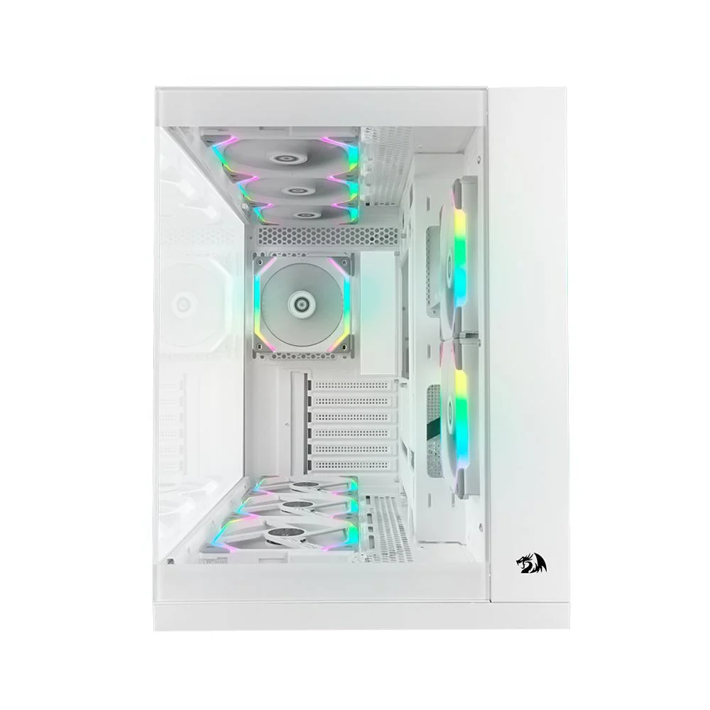Imagem 2 de 5 do produto Gabinete Gamer Redragon Wideload Pro Midtower S/fan S/fonte Vidro Temperado Branco - Ca-604w-pro