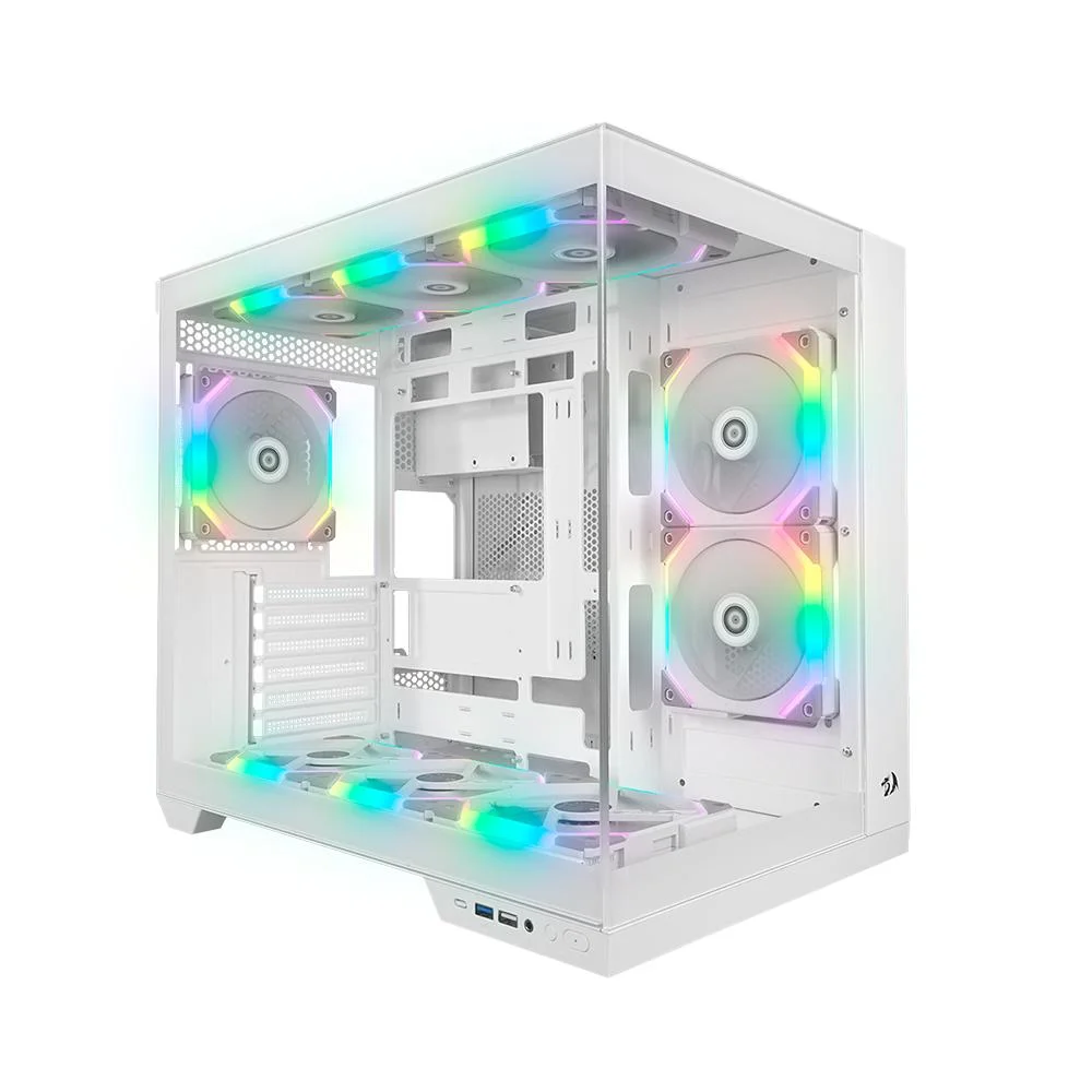 Imagem 5 de 5 do produto Gabinete Gamer Redragon Wideload Pro Midtower S/fan S/fonte Vidro Temperado Branco - Ca-604w-pro