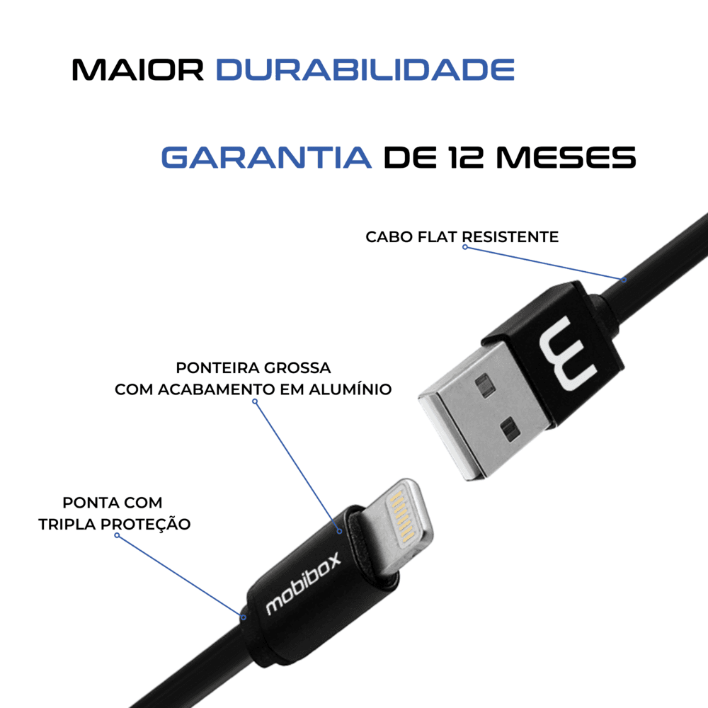 Imagem 5 de 5 do produto Carregador Tomada de Parede / Fonte - Saída USB 2.1A - Turbo + Cabo Lightning p/ iPhone com entrada USB - 2 metros - Original Garantia de 1 ano