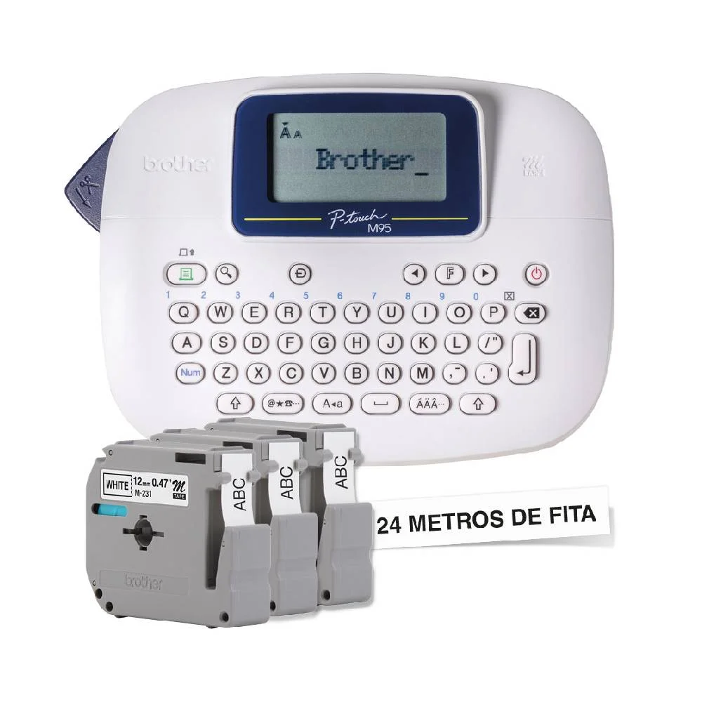 Rotuladora Brother Ptm95wtbp Portátil C/ 3 Fitas - Branco