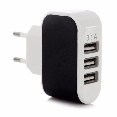 Carregador 3.1a Tomada X 3 Usb Vermelho Awemax