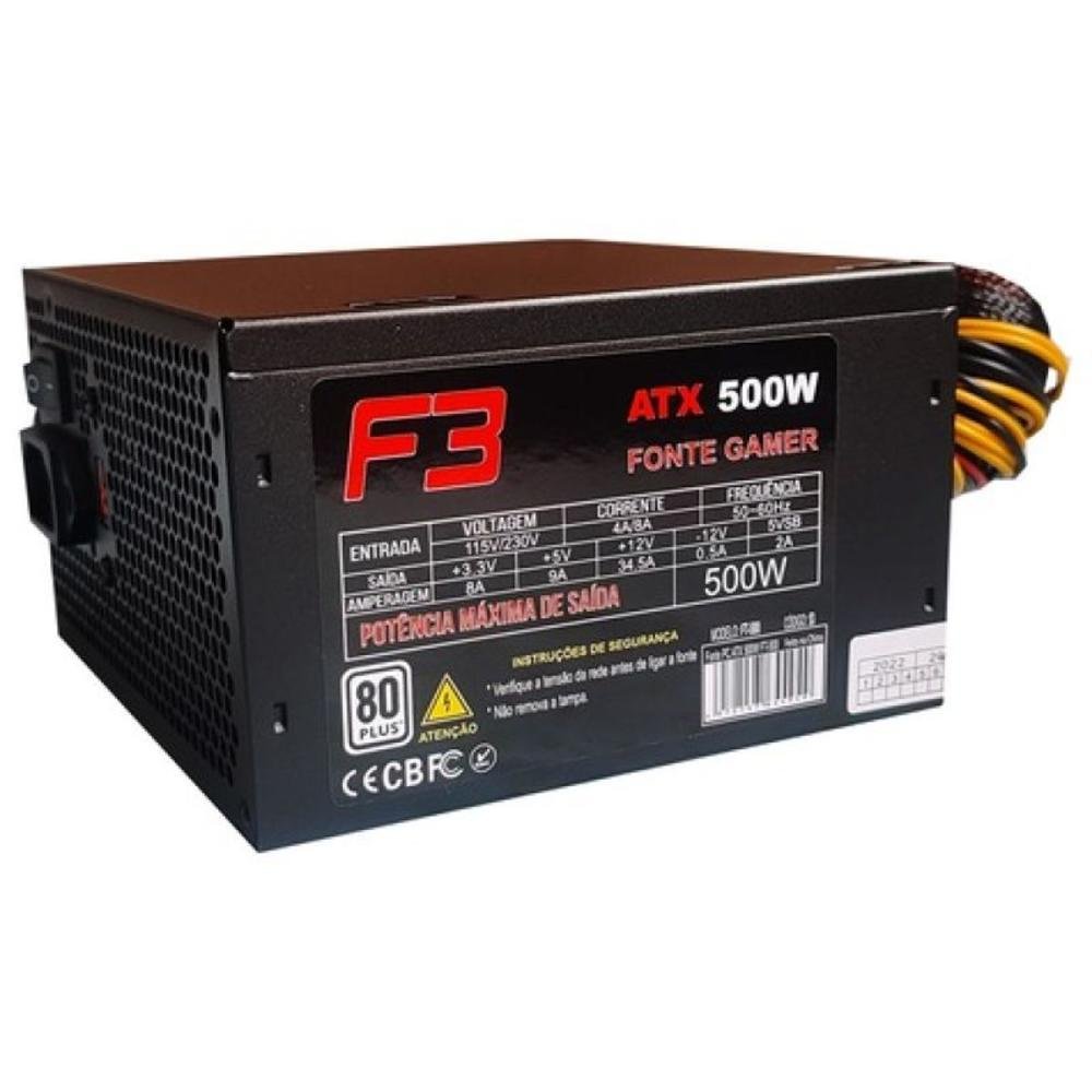 Fonte Atx 500w Real F3 Ft-500 Com Cabo
