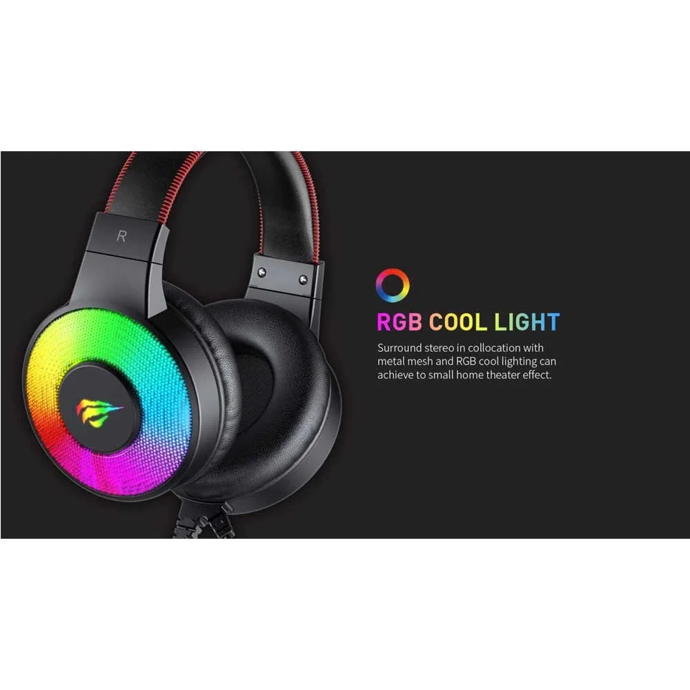 Imagem 5 de 5 do produto Fone De Ouvido RGB Headset Gamer Havit2013d Usb Jack 2x3,5mm
