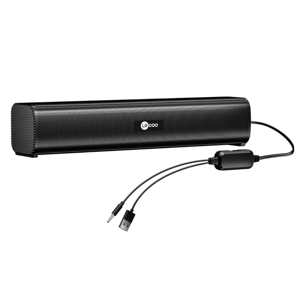 Soundbar Lecoo Usb 2.0 Ds107 Preto Com 2 Alto-falantes, Audio Stereo