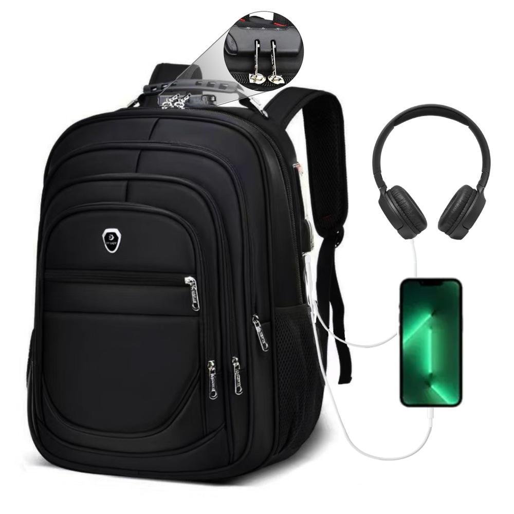 Imagem 4 de 5 do produto Mochila Grande Masculina Feminina Escolar Faculdade Trabalho Viagem Espaço Notebook Trava com Senha