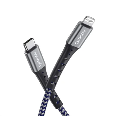 Cabo Lightning Usb-c 2m Nylon Trançado Cinza Mfi Iphone