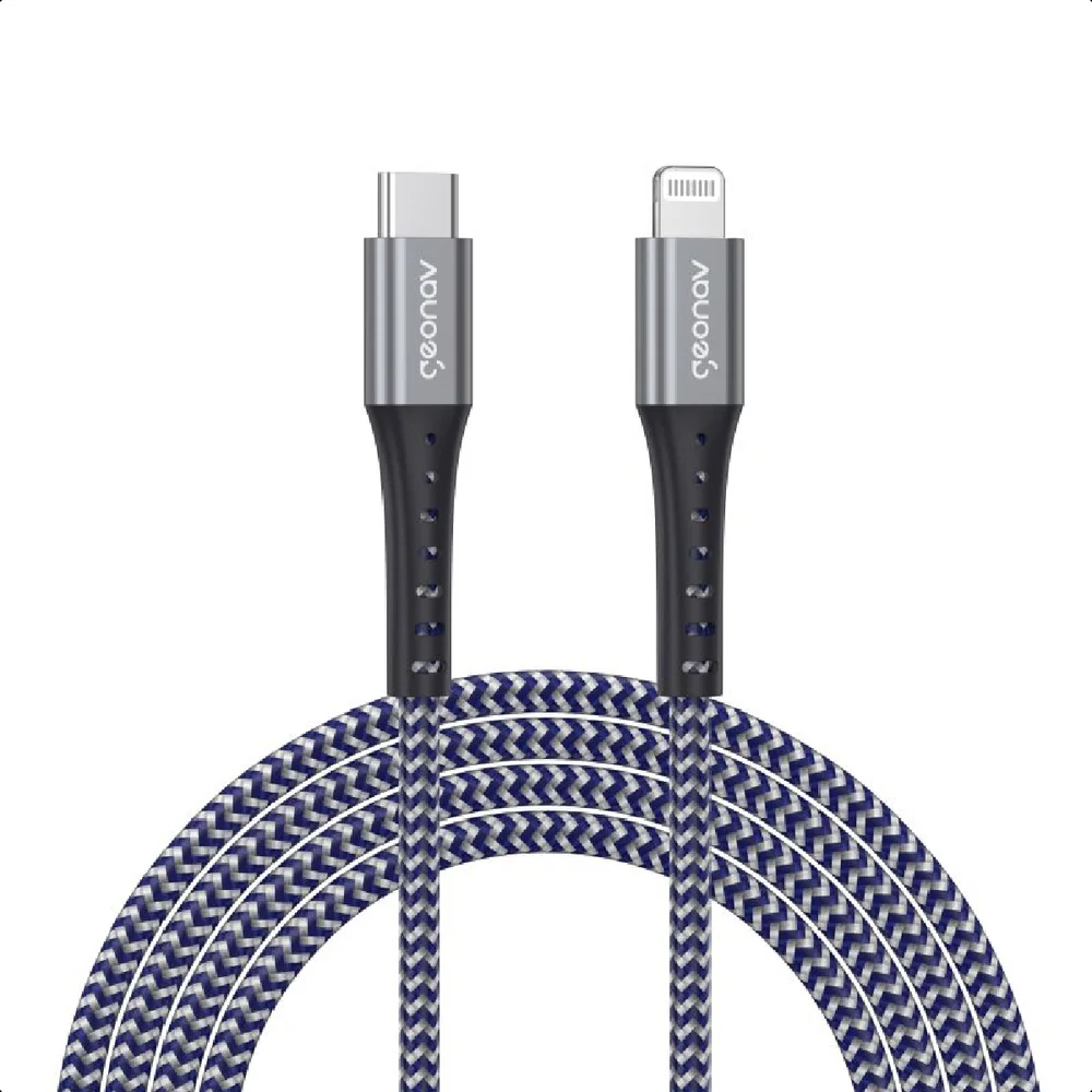 Imagem 2 de 5 do produto Cabo Lightning Usb-c 2m Nylon Trançado Cinza Mfi Iphone